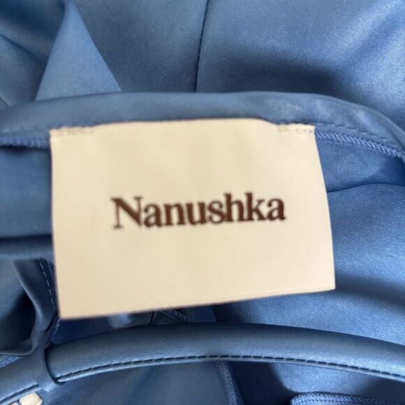 Nanushka Malia Blue Spaghetti Strap Bodycon Mini Dress - Picture 15 of 17
